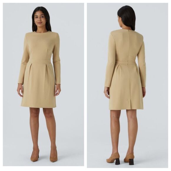 NWT Halara Round Neck Rayon Blend Long Sleeve Invisible Zipper Split Hem Dress - Picture 1 of 8